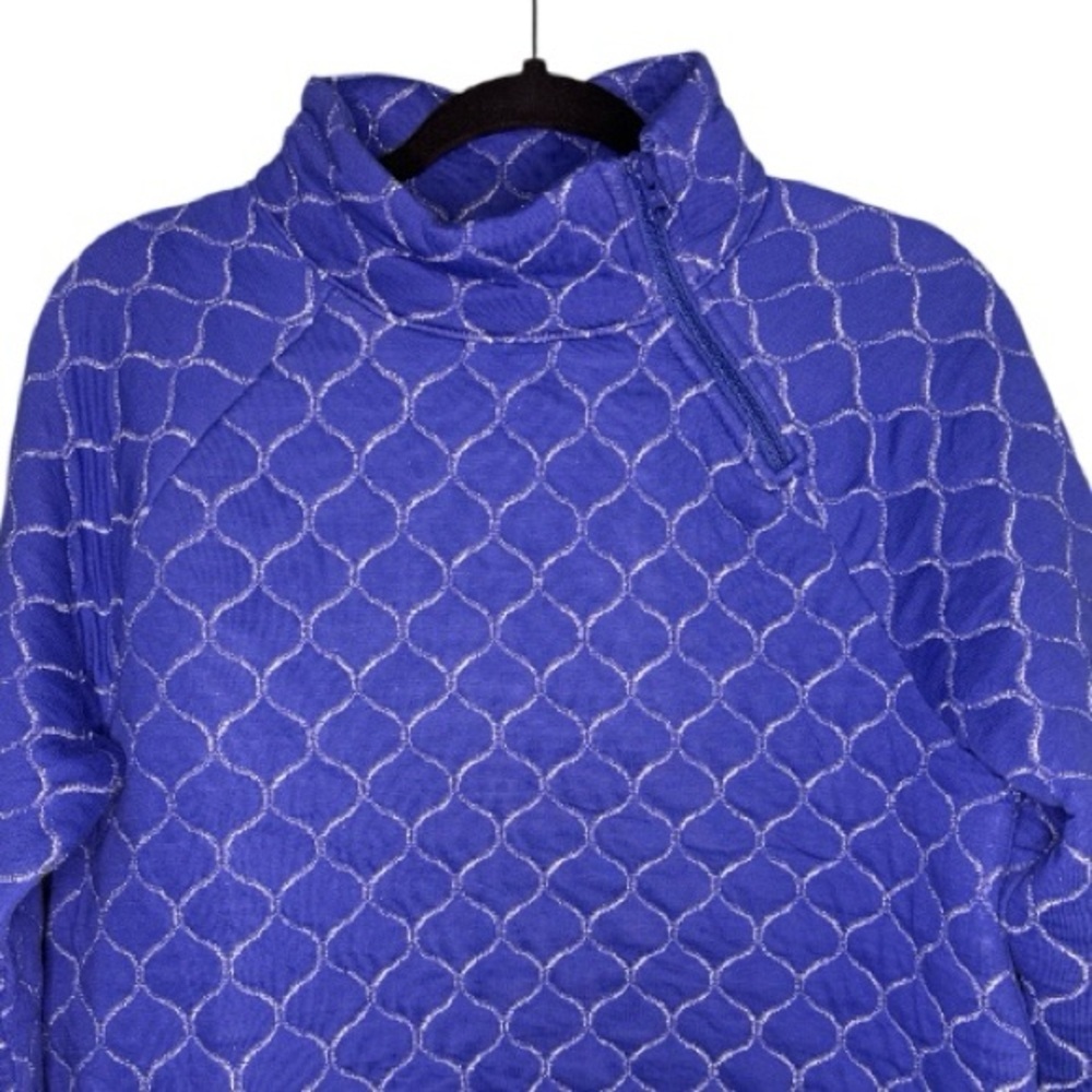 NWT Talbots metallic asymmetrical zip quilted pullover size petite medium - Picture 4 of 6